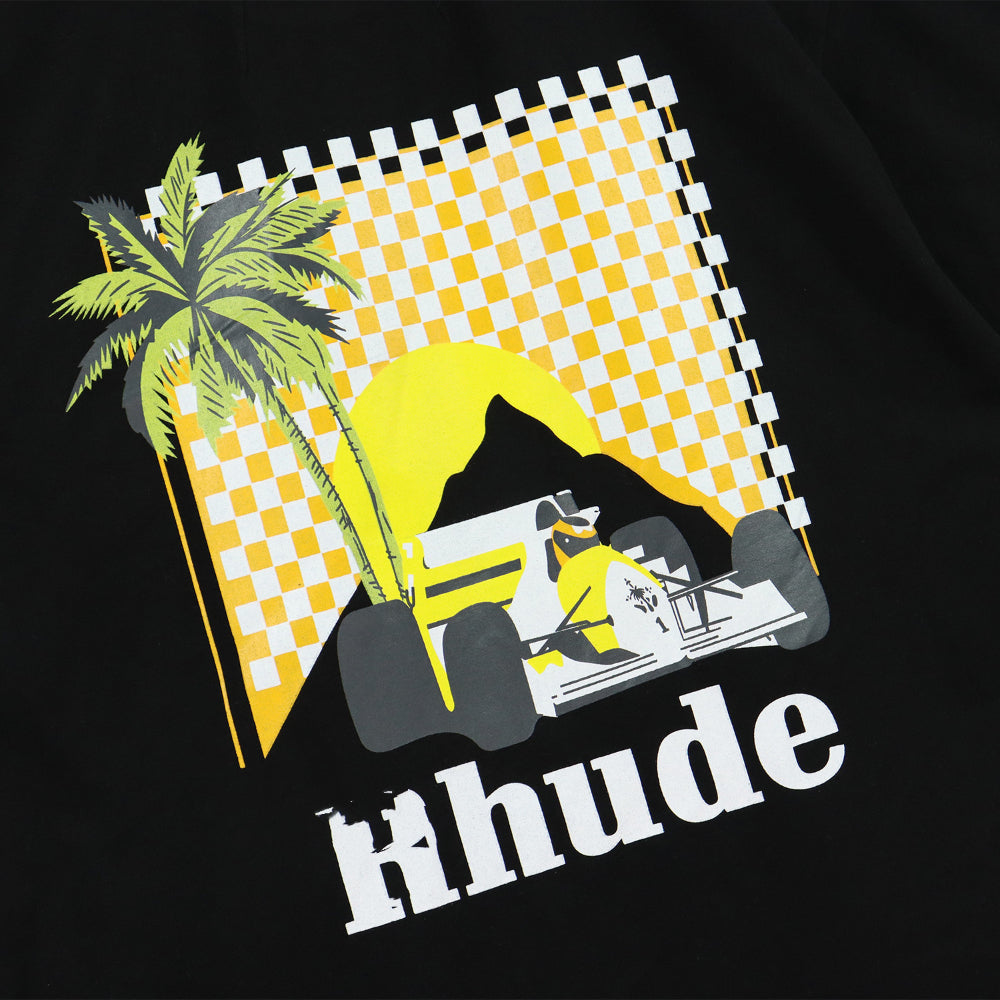 Rhude T-shirt Sunset Coconut Racing Printed Short Sleeve T-shirt