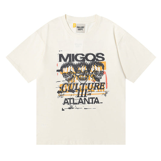 Gallery Dept T-shitrs Gilding Design Double Yarn Cotton Short Sleeve