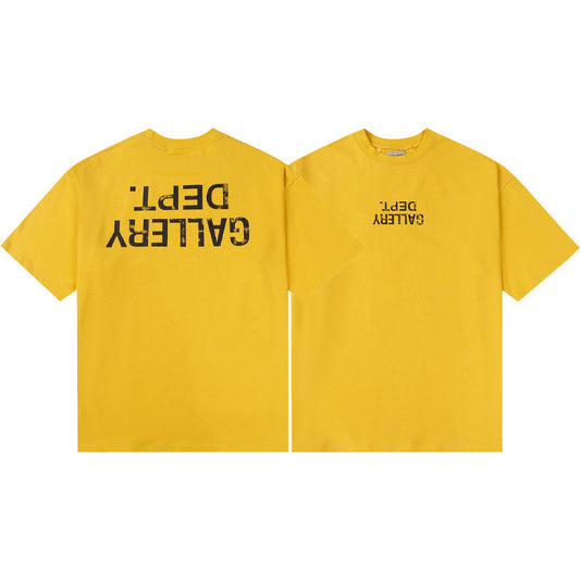 Gallery Dept T-Shirt Hand Painted Ink Splashing Alphabet Washed Retro Short Sleeve T-Shirt