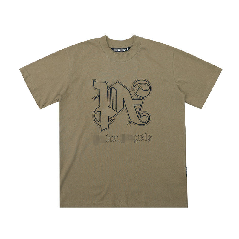 Palm Angels T-shirt Embroidered Letter Logo Short Sleeve T-shirt